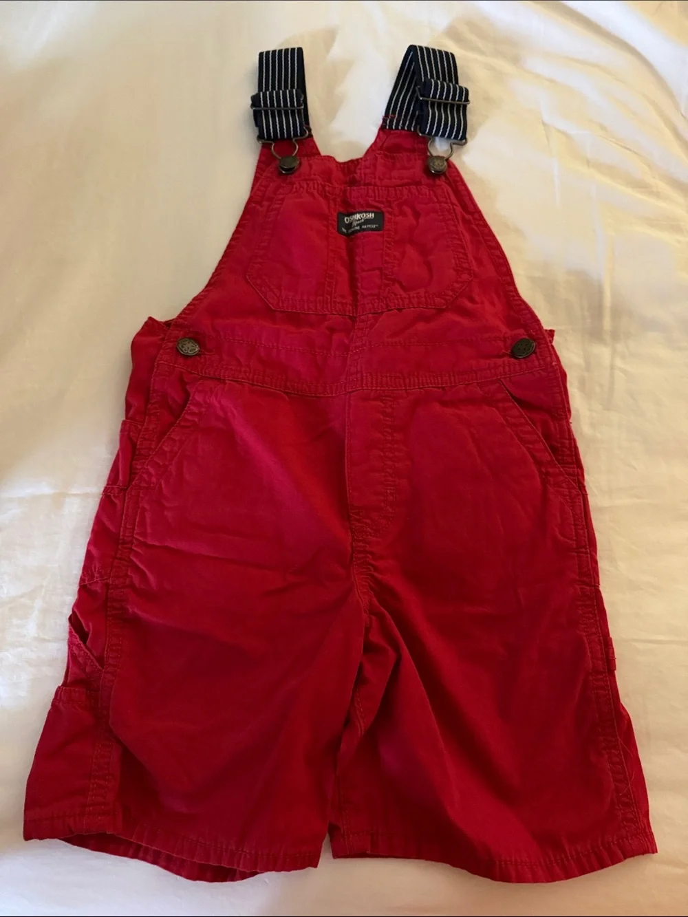 OshKosh B'gosh Red Solid and Red-White-Blue Plaid Kids Overalls